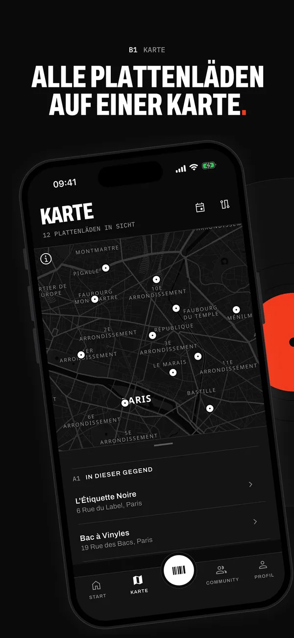 Die Karte in Sleevewise: 12 Plattenläden im Blick im Zentrum von Paris